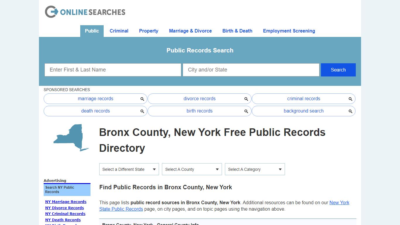 Bronx County, New York Public Records Directory - OnlineSearches.com